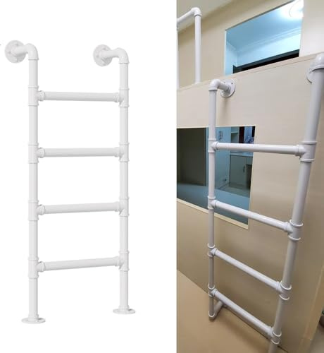 ZENSTYW 4-stufige Wandmontierte Leiter,Sicherheits-Kletterleiter,Wand-/Bodenleitern Für Zuhause,Kellerfenster,Metallwerkstoff(135cm/53in)