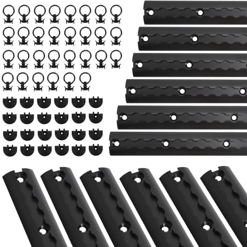 12 x 1m Aluminum Airlineschiene, Halbrunde Form mit Bohrungen,Eloxierte Zurrschiene mit 30 Zurrösen und 24 Endkappen,Ladungssicherung für Anhänger,PKW und Camper