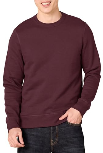 Amazon Essentials Men's Crewneck Fleece Sweatshirt Sweatshirt, Red (burgundy), Small