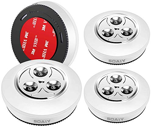 SOAIY 4PZ Luce adesiva a batteria Luci Armadio Luce notturna Più grande e luminoso Risparmio energetico Leggerissimo per Cucina, Corridoio, Scale, Camere per bambini, Garage, Bianco