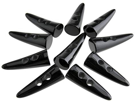 OTOTEC Knebelknöpfe aus Kunstharz, 2 Löcher, Nähknopf-Set, schwarz, für Kleidung, Mantel, Dekoration, Handwerk, 10 Stück