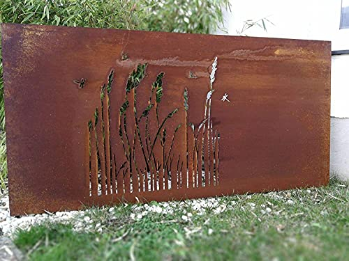 Zen Man Edelrost Garten Sichtschutzwand Rost Sichtschutz aus Stahlblech 1mm Rost Gartenzubehör L150*H75cm 1mm 032004-1