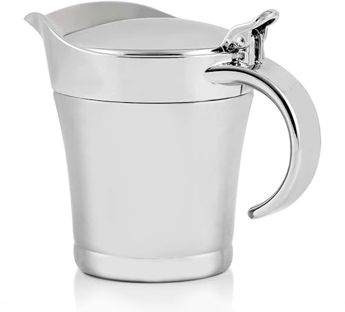 OVENTE Stainless Steel Gravy Boat with Hinged Lid, 14Oz, Silver GB4541S