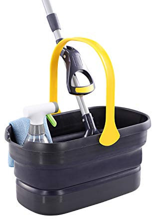 Yocada Zusammenklappbarer Kunststoff-Eimer, Wischeimer, Reinigung, Wascheimer für Wischmopp, Reinigung, Waschen, Passform, Schwamm, Wischmopp, Flacher Mopp, Baumwollmopp, Gute Griffe, abgewinkelt