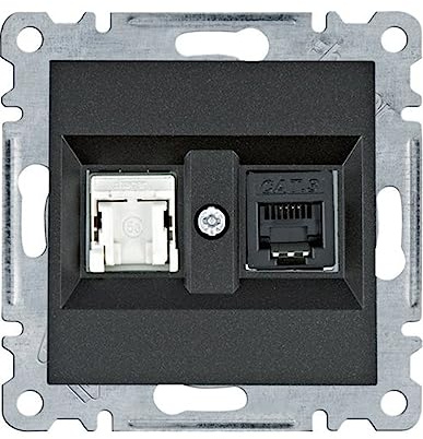 Toma RJ11/12 + RJ45, lumina, negro