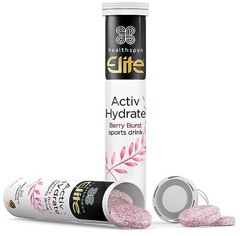Healthspan Elite Electrolyte Tablets - Zero Sugar Hydration Support with Essential Minerals - Berry Burst Flavour - 40 Tablets - Official All Blacks Partner