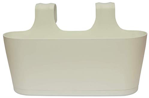 Design 1x Blumentopf Pflanzenkübel für Geländer/Balkon hängend Pflanztopf Blumenkasten in der Farbe Weiss mit integrierter Wasserauffangschale