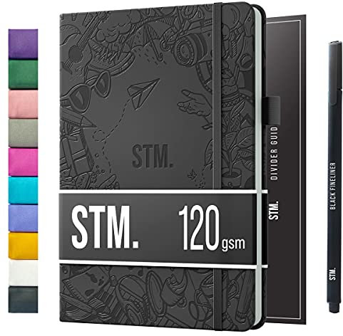 Notizbuch A5 Dotted Bullet Journal Buch und Stift - Gepunktet - Scribbles That Matter Notebook A5 - Auslaufsicheres 120g dickes papier, 215 Seiten, Hardcover Bujo, Hardcover Dot Grid note book