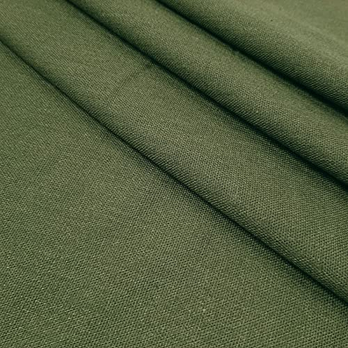Bella – natürliches Leinen Baumwoll Gewebe für Bekleidungen & Deko – vorgewaschen – per Meter (Oliv)