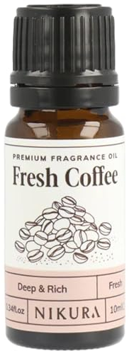 Nikura | Fresh Coffee Fragrance Oil - 10ml | Perfect for Soap Making, Candle Making, Wax Melts, Diffuser | Great for use in Bath Bombs, Perfume Oil, Perfume Scents, Potpourri | Vegan & UK Made