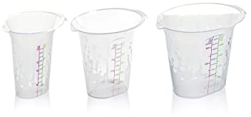 BranQ - Home essential -ein Set mit drei universellen Messbechern mit Fassungsvermögen 0,25+ 0,5+1L, Ideal als Küchenhelfer und Back Zubehör - BPA-frei Kunststoff PP Transparent