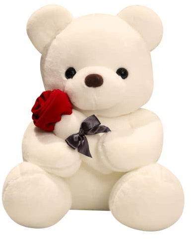 LICHENGTAI Orsetto di Peluche con Rosa, Orso de Peluche Peluche Morbida, Orsacchiotto di Valentine per Fidanzata Simpatico, Idee Regalo Anniversario, Compleanno, Sorprese Romantiche