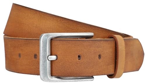 Gusti Leder Gürtel Bente - Schlichter 100cm Ledergürtel mit Silberner Schnalle Accessoires Herren Leder - Braun