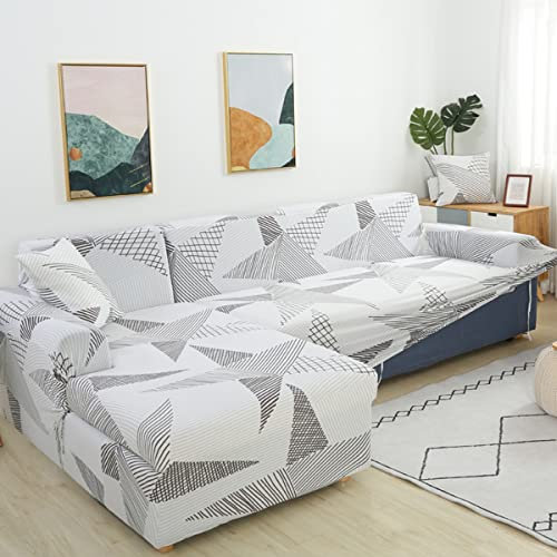 jia cool L-Form Sofabezug Einsitz-Kombination Ecksofa Druck Ecksofa Sofabezug Anti Rutsch Möbel Vier Jahreszeiten Universal Elastische Schutzhülle Grau 2