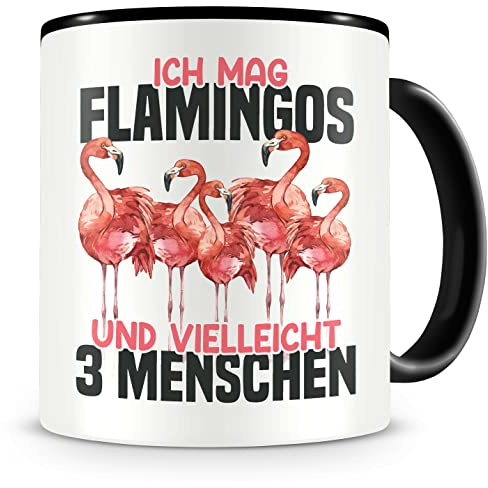 Samunshi® Flamingo Tasse mit Spruch Ich mag Flamingos Geschenk für Flamingo Fans Kaffeetasse Lustige Tassen zum Geburtstag schwarz Keramik 300ml