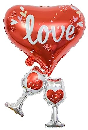 DIWULI Love Ballon Wein-Gläser - Herz-Luftballon Rot