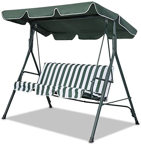 TANGZON Replacement Canopy, Waterproof & UV Resistant Swing Canopy Cover, Outdoor 2/3 Seat Swing Chair Awning for Patio, Garden and Courtyard (Green, 114 x 168cm)