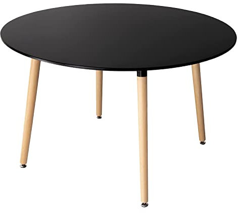Happy Garden Table Ronde Martha 120cm Noire. Table de Salle à Manger Ronde de Style scandinave pour 4 Personnes.