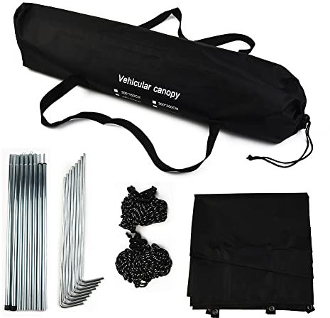 ZYNCUE Toldo parasol para furgonetas, furgonetas, autocaravanas, autocaravanas, autocaravanas, autocaravanas, autocaravanas, 300 cm x 200 cm, color negro