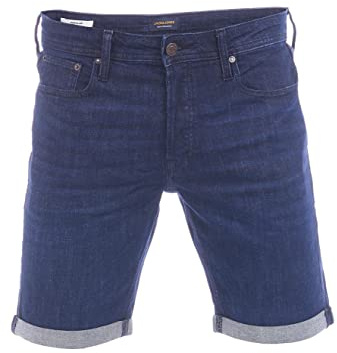 JACK & JONES Herren Jeans Short JJIRICK Regular Fit Kurze Männer Basic Stretch Shorts Baumwolle Bermuda Sommer Hose Denim Schwarz Blau S M L XL XXL, Größe:M, Farbe:Blue Denim (RA110)
