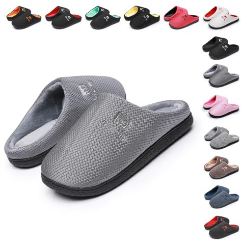 Git-up Pantofole da per Uomo Donna Morbido Memory Foam Morbido Caldo Suola Antiscivolo Scarpe da Casa per Interno Esterno, A-Grigio 36/37