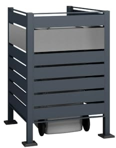 Westmann 1er Mülltonnenverkleidung Planum | Metall 80x80x120 cm Grau/Hellgrau | Mülltonnen Sichtschutz & Mülltonnenbox für 1 Mülltonne