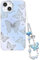 Efitoo Designed for iPhone 13/iPhone 14 6.1 Case Glitter Cute Clear with Design Butterfly with Strap Wrist Bling Sparkle Purple Blue Aesthetic Protective Glossy Phone Cover Case Women Girls
