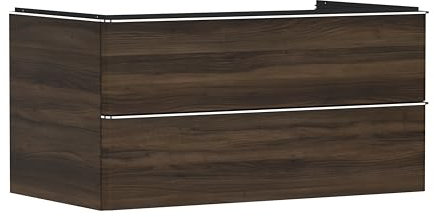 hansgrohe Xelu Q Waschtischunterschrank, 980x550, 2 Schubkästen, für Konsolen mit Aufsatzwaschtisch, 540, Farbe: Möbel Nussbaum Dunkel/Griff Chrom