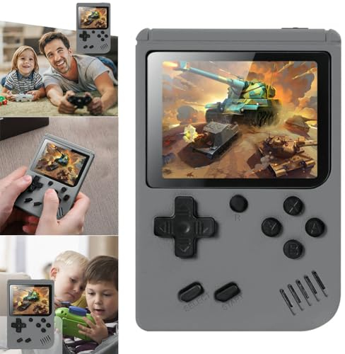 PKKP Console de jeu portable, console de jeu rétro avec 500 jeux FC classiques, console de jeu portable, console de jeu rétro, pour adultes, adolescents, cadeau d'anniversaire (gris-1 joueur)
