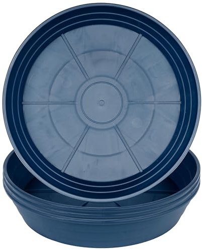 Plant Saucer 8 Inch 4 Pack 6 8 10 12 14 16 18 20 25, Plastic Plant Trays for Pots，Extra-Deep Plant Water Dray Tray, Bird Bath Bowl, Heavy Flower Plant saucers Indoors and Outdoor No Holes 8in-4 blue