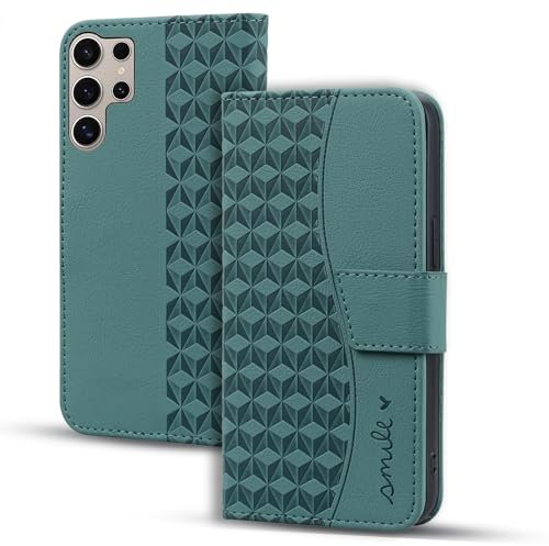 Vaitasy Funda para Samsung Galaxy S24 Ultra Cover Magnética Cuero PU Protectora Carcasa con Ranura para Tarjeta para Galaxy S24 Ultra - Verde