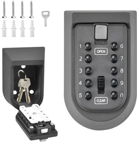 FTISSLY Schlüsseltresor mit Zahlencode Schlüsselsafe Aussen Schlüsselkasten Tresor mit 10 Stellig Code Schlüsselbox mit code Outdoor Wandmontage Schlüssel tresor Wasserdicht für Draußen und Innen