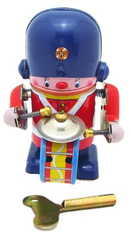 Aufziehroboter aus Blech, Aufziehroboter | Aufziehbares Roboter-Zinn-Uhrwerk | Entwicklungsspielzeug für Roboterbevorzugungen, Trommel-Actionspielzeug für Sammlung, Weihnachten, Geburtstag, Festival