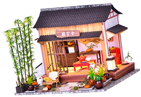 VICASKY Petit kit de maison de style chinois modèle fait à la main jouet à monter jouet de jardin bijoux