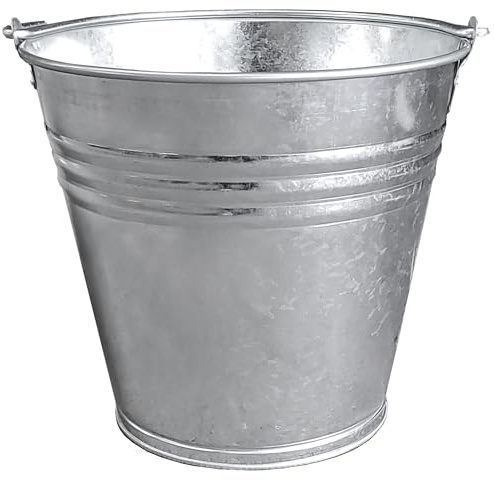 13L Metal Bucket Galvanised Heavy Duty Multipurpose Bucket with Handle for Hot Ash, Home, Garden, Bathroom, Garden Waste - 13 Litre 3 Gallon