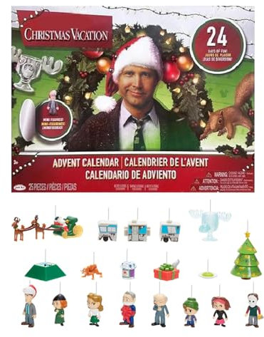 Weihnachtskalender 2024, Griswold Adventskalender Weihnachtsferien, 24-Tage Acryl Griswold Figur Weihnachtsbaumschmuck Christmas Decorations