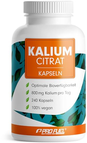 Kalium Kapseln 240x - optimal hochdosiert: 2240 mg Kaliumcitrat pro Tag, davon 800 mg elementares Kalium (Potassium) - hohe Bioverfügbarkeit - laborgeprüft mit Zertifikat - Vorrat für 120 Tage