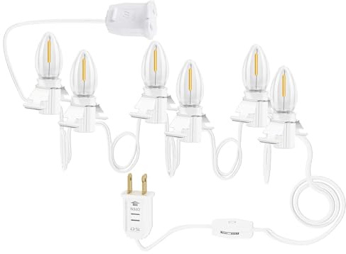 SANJOON Weihnachtsdorf-Lichter mit 6 warmweißen LED-Leuchtmitteln, C7-Form, Weihnachtsdorf-Licht, 3 m mit weiblichem Stecker, Dekoration für Halloween-Kürbisse