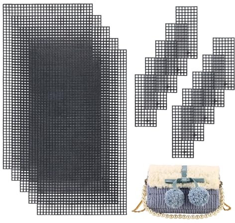 CHGCRAFT 5 hojas de lona de malla de plástico negro, almohadillas moldeadoras para bolsos, plantillas para hacer bolsos, plantillas para hilo de ganchillo, bordado, manualidades, hojas blancas para