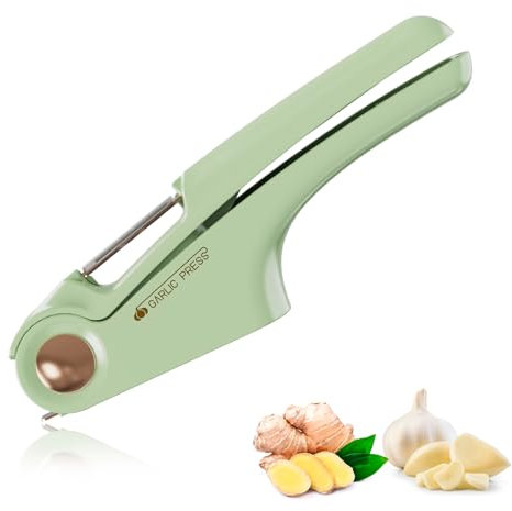 ZONJIE Presse-ail - Ustensile de cuisine avec éplucheur d'ail - Poignée facile à utiliser - Outil efficace pour obtenir la pâte d'ail - Facile à nettoyer - Vert