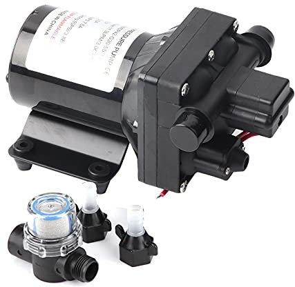 Bomba de agua de 12 V con interruptor de presión, Shurflo 4008101E65 RV Bomba de agua Diafragma de repuesto 55 Psi 3 galones por minuto 7,5 amperios 12 V RV Caravana Bomba de