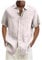 Chemises de vacances unies pour homme, automne été, manches courtes, col roulé en lin, chemisiers, chemises pour homme, coupe régulière 2024, A-647 Blanc, XXL