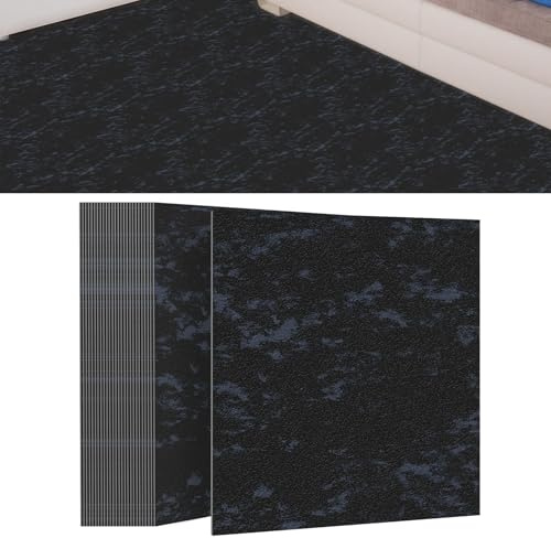 Aufun PVC Bodenbelag Selbstklebend, Klebefliesen Vinylboden Rutschfest, Fliesenaufkleber Badezimmer Wasserfest, für Schlafzimmer Wohnzimmer Küche, 30cm x 30cm, 2,51 m² / 27 Fliesen - Schwarz Marmor