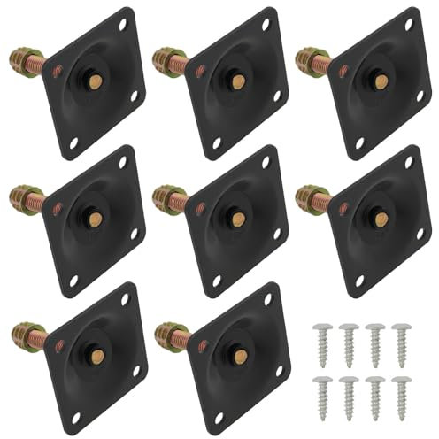 OTOTEC Lot de 8 Pieds Coudés M8 avec Plaque de Montage de Fixation à 12° Adaptés pour Fixer Solidement Les Pieds en Bois Aux Canapés Chaises Tables Basses Etc. (noir)