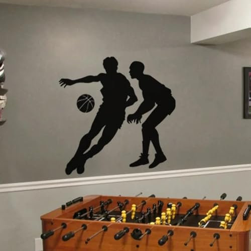 ELOIR Basketball Sport Wandtattoo Schwarzer Aufkleber Wohnzimmer Dekor Sport Fan Wandbild Jungenzimmer Aufkleber