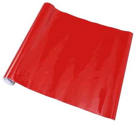 Partuto Film Adhésif Vinyle Rouge Vif 1 Film 1ft x 5ft pour Voiture | Matériau: PVC, Épaisseur: 5.5 Mil, Flexible, Extensible, Résistant À L'Eau, Facile À Coller Et Retirer, Sans Résidu