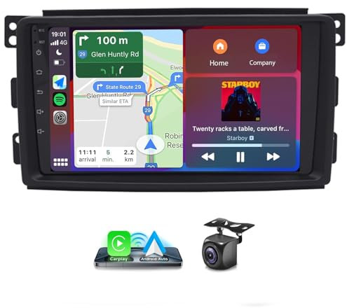 LICHENGTAI Android 13 Autoradio 2 Din für Mercedes Benz Smart Fortwo 451 2005-2010 mit Wireless Carplay Android Auto, 9 Zoll Touchscreen Auto Radio mit GPS WiFi Bluetooth Rückfahrkamera, 2+32G
