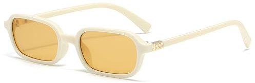 JCTAIFOO Retro Kleine Rechteckige Sonnenbrille für Damen und Herren, Vintage Schmalem Rahmen Quadratische Brille