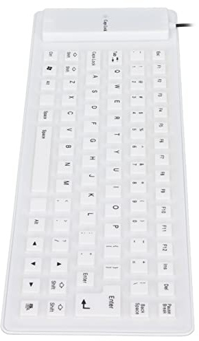 RASTKY Lightweight Portable Silicone Keyboard - Sealed Design, 85 Keys USB Wired, Silent and Comfortable Soft Touch, and Rollable Keyboard for PC, (White)