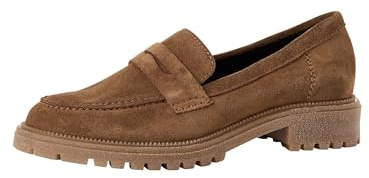 Tamaris Damen Loafer flach Leder, braun, 41 EU